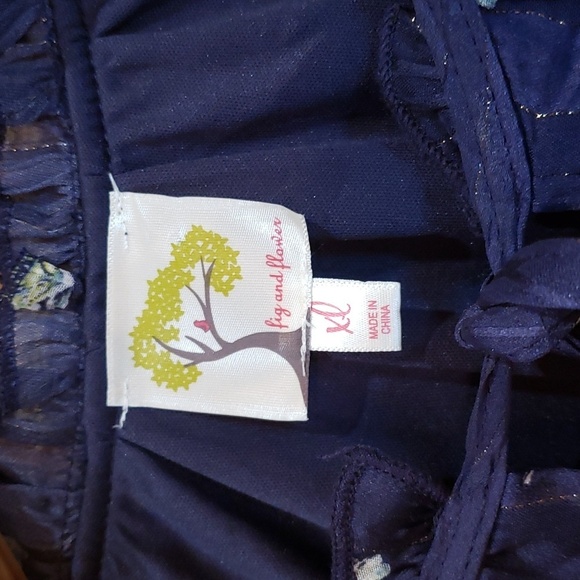 Fig & Flower Estilo Blue Floral Print Long Sleeve Peasant Blouse Size XL - Picture 6 of 8